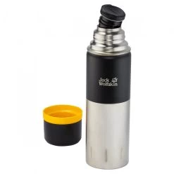 Jack Wolfskin Thermoflasche Trinkflasche Kolima 1.0 (Edelstahl, Griffige Beschichtung, 2 Tassen) 1 Liter -Sportausrüstung 8006891 6000 9 e980 kolima black 1200x1200 1