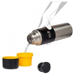 Jack Wolfskin Thermoflasche Trinkflasche Kolima 1.0 (Edelstahl, Griffige Beschichtung, 2 Tassen) 1 Liter -Sportausrüstung 8006891 6000 9 e982 kolima black 1200x1200 1
