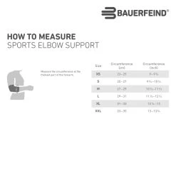 Bauerfeind Ellenbogenbandage Schwarz 1er 9 Bauerfeind Ellenbogenbandage Schwarz 1er -Sportausrüstung BauerfeindSports elbow support measuring english cm 1200x1200 1