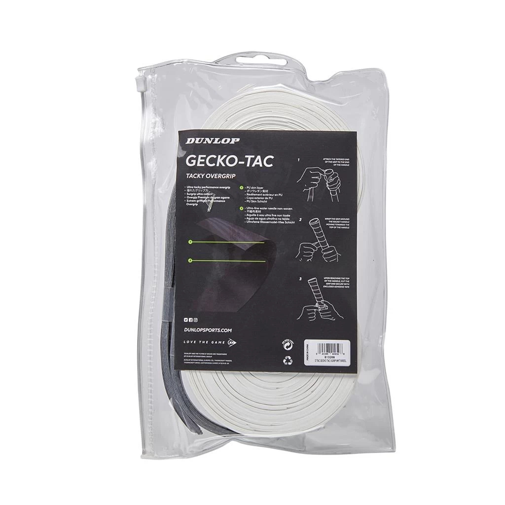 Dunlop Overgrip Gecko Tac 0.5mm (glatt, Griffig) Weiss 30er Clip-Beutel 4 Dunlop Overgrip Gecko Tac 0.5mm (glatt, Griffig) Weiss 30er Clip-Beutel – Bild 2