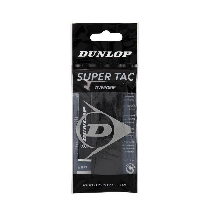 Dunlop Overgrip Super Tac 0.5mm (extrem Griffig, Feuchtigkeitsabsorbierend) Schwarz - 1 Stück 3 Dunlop Overgrip Super Tac 0.5mm (extrem Griffig, Feuchtigkeitsabsorbierend) Schwarz - 1 Stück