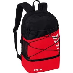 Erima Rucksack Six Wings - Multifunktionsrucksack Mit Doppel-Reißverschluss - Rot/schwarz