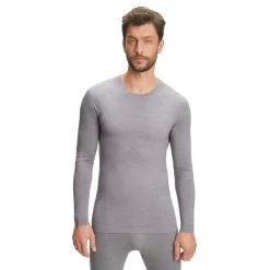 Falke Funktionsunterwäsche Langarmshirt Wool-Tech Light (feinste Merinowolle) Hellgrau Herren