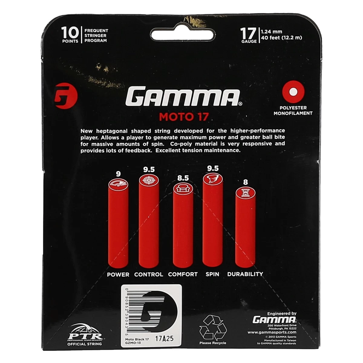 Gamma Tennissaite Moto (Haltbarkeit+Spin) Schwarz 12m Set 7 Gamma Tennissaite Moto (Haltbarkeit+Spin) Schwarz 12m Set – Bild 5