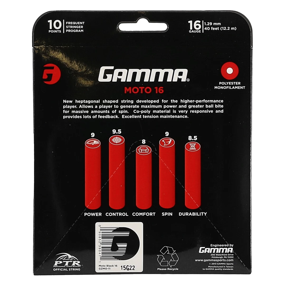 Gamma Tennissaite Moto (Haltbarkeit+Spin) Schwarz 12m Set 9 Gamma Tennissaite Moto (Haltbarkeit+Spin) Schwarz 12m Set – Bild 7