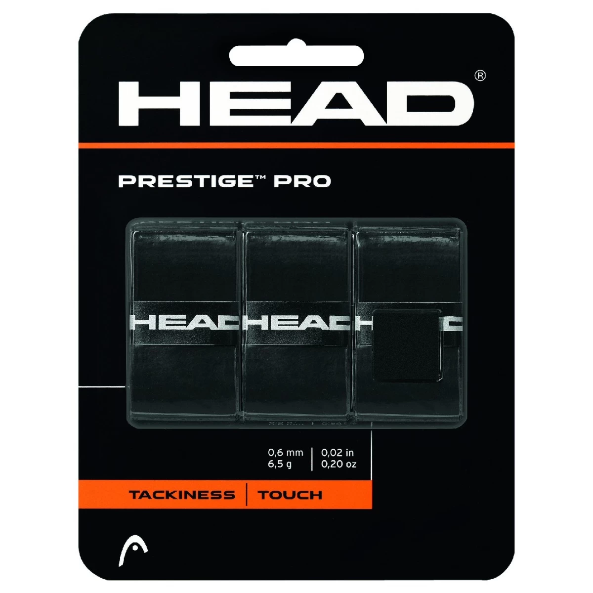 Head Overgrip Prestige Pro (klebrig, Glatt) 0.6mm Schwarz 3er 3 Head Overgrip Prestige Pro (klebrig, Glatt) 0.6mm Schwarz 3er