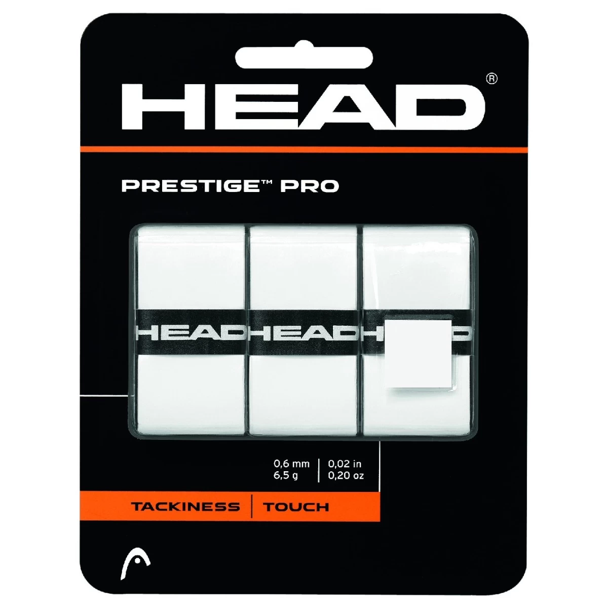 Head Overgrip Prestige Pro (klebrig, Glatt) 0.6mm Weiss 3er 3 Head Overgrip Prestige Pro (klebrig, Glatt) 0.6mm Weiss 3er