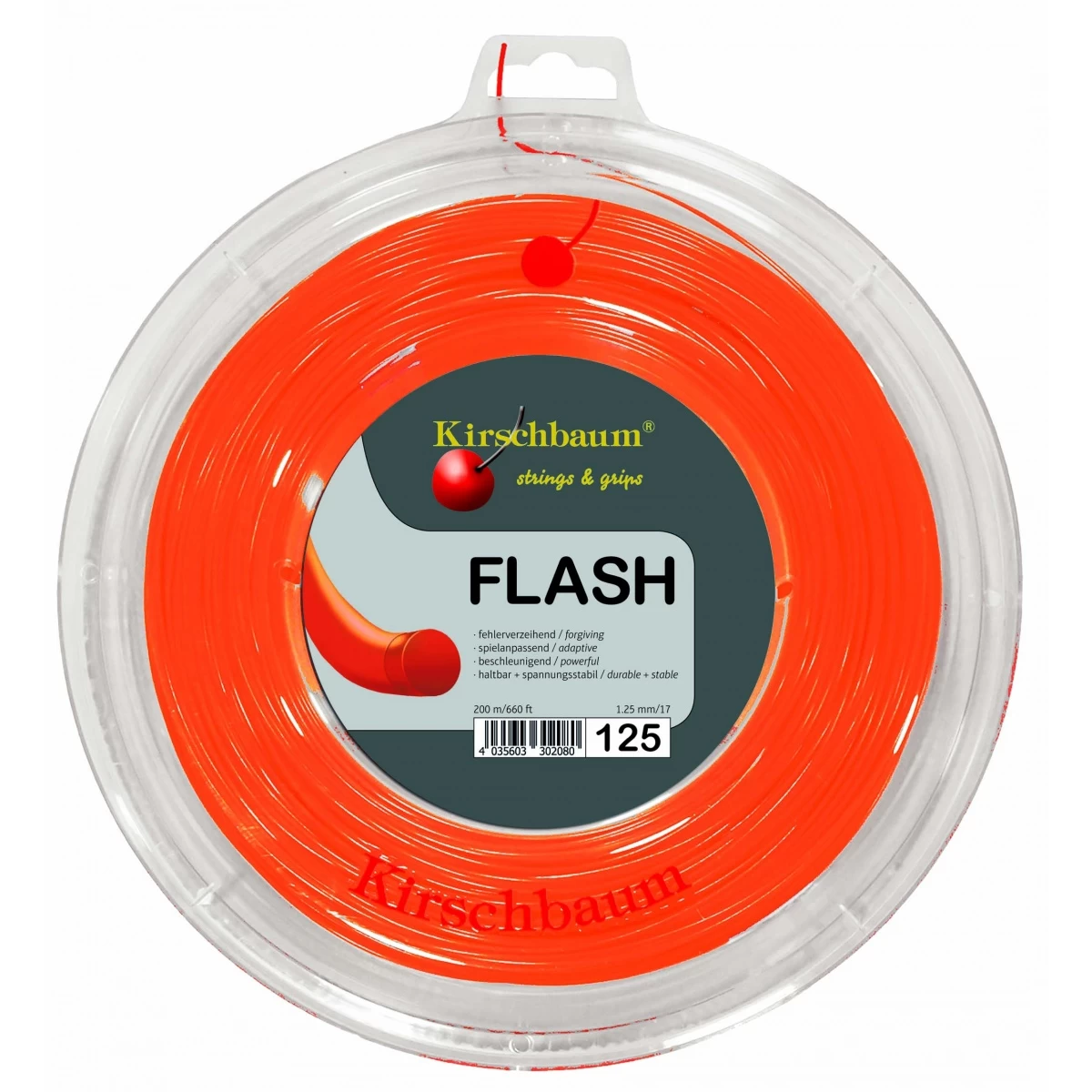 Kirschbaum Tennissaite Flash (Haltbarkeit+Power) Orange 200m Rolle 3 Kirschbaum Tennissaite Flash (Haltbarkeit+Power) Orange 200m Rolle