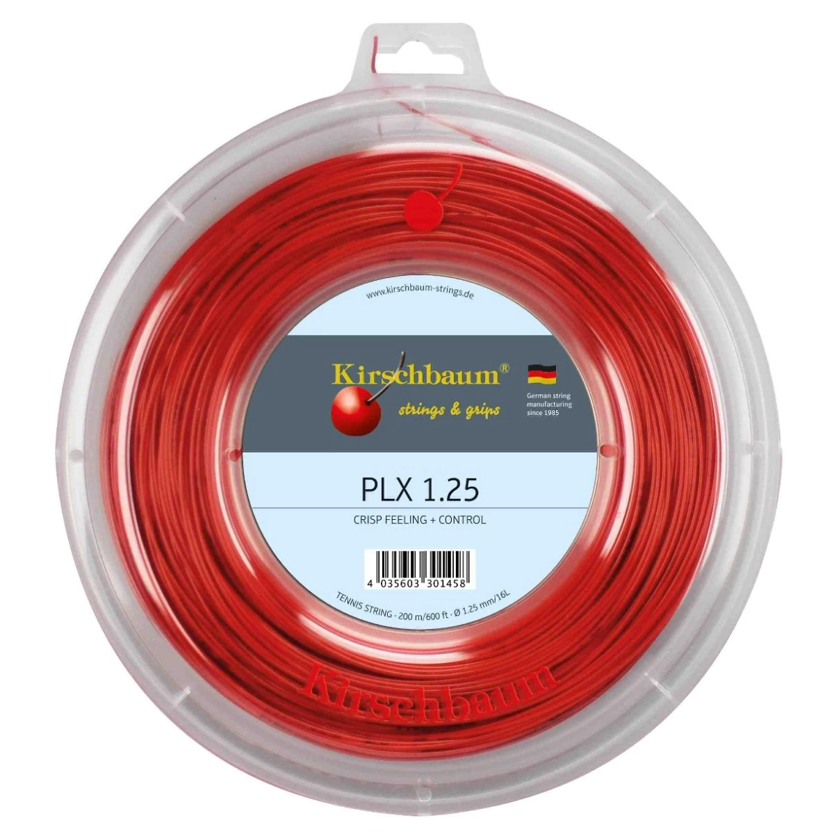 Kirschbaum Tennissaite PLX (Haltbarkeit+Kontrolle) Rot 200m Rolle 3 Kirschbaum Tennissaite PLX (Haltbarkeit+Kontrolle) Rot 200m Rolle