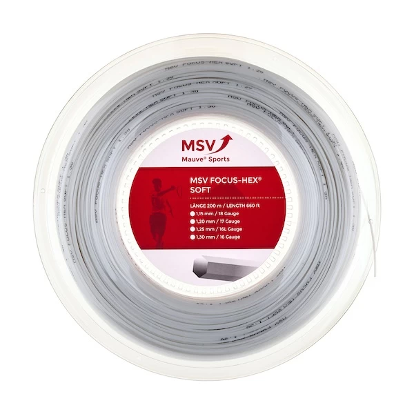 MSV Tennissaite Focus Hex Soft (Haltbarkeit+Touch) Weiss 200m Rolle 3 MSV Tennissaite Focus Hex Soft (Haltbarkeit+Touch) Weiss 200m Rolle