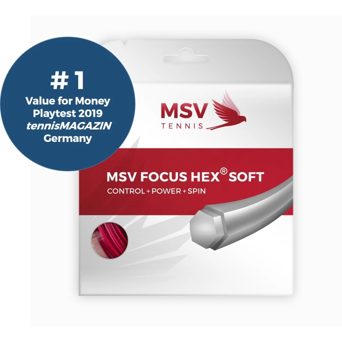 MSV Tennissaite Focus Hex Soft 1.25 (Haltbarkeit+Kontrolle+Power+Spin) Rot 12m Set 3 MSV Tennissaite Focus Hex Soft 1.25 (Haltbarkeit+Kontrolle+Power+Spin) Rot 12m Set
