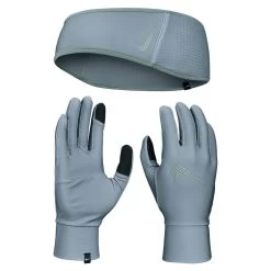 Nike Essential Stirnband + Handschuhe Set Grau - 1 Set