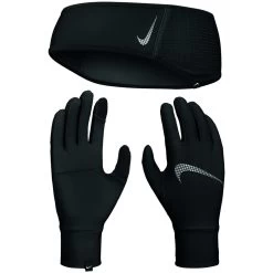 Nike Essential Stirnband + Handschuhe Set Schwarz