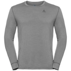 Odlo Langarmshirt Merino Natural (100% Merinowolle, Stoffstärke 200) Unterwäsche Grau Herren
