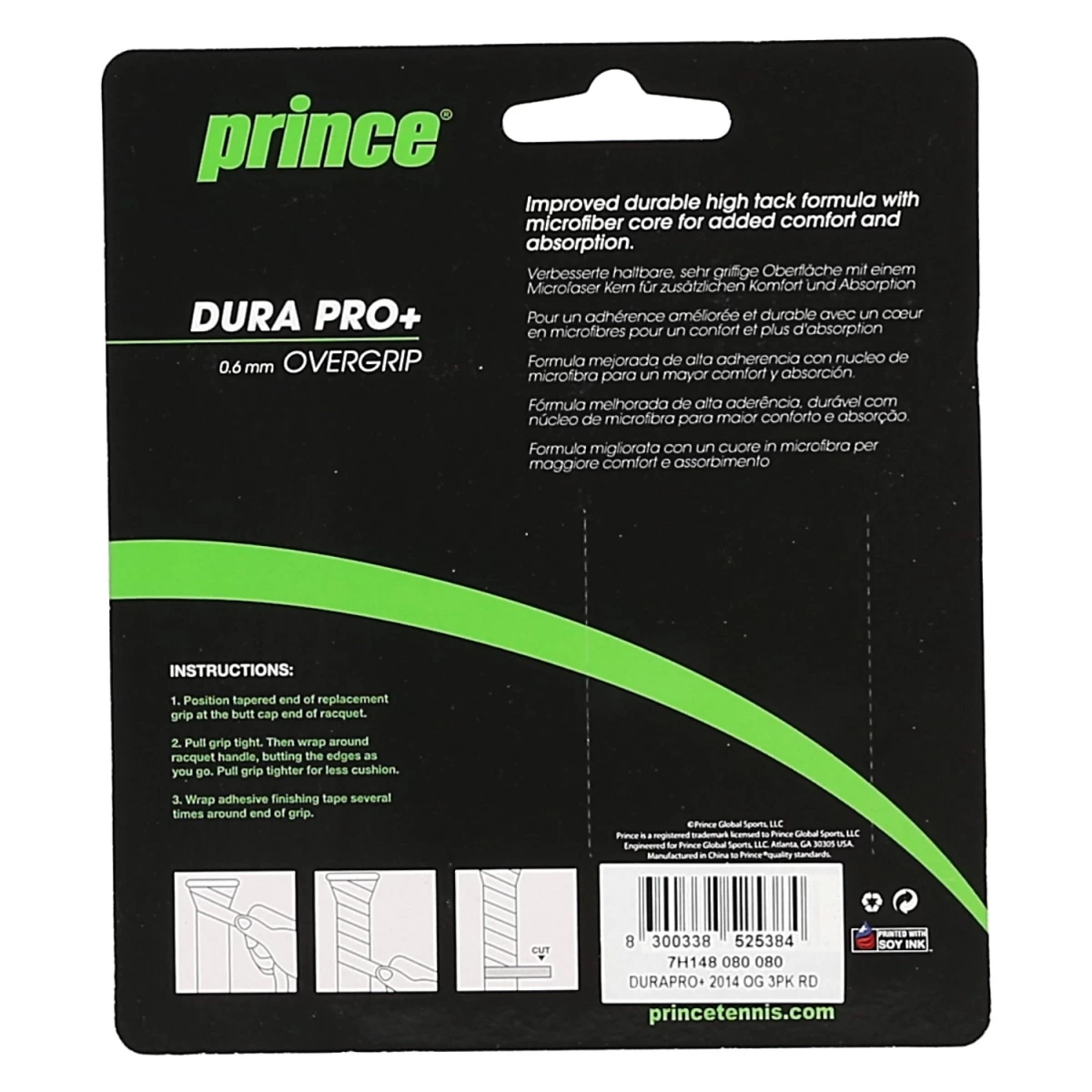 Prince Overgrip Dura Pro+ 0.6mm Rot 3er 4 Prince Overgrip Dura Pro+ 0.6mm Rot 3er – Bild 2