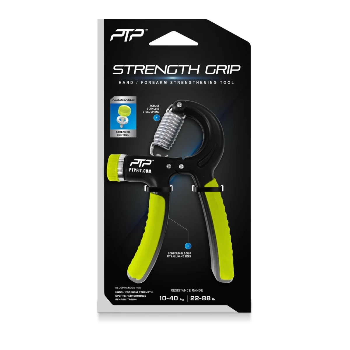 PTP Hand- Und Armtrainer (Strenght Grip) 10-40kg Schwarz/lime 3 PTP Hand- Und Armtrainer (Strenght Grip) 10-40kg Schwarz/lime