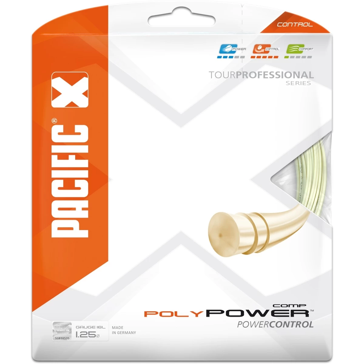 Pacific Tennissaite Poly Power Comp (Haltbarkeit) Natur 12m Set 3 Pacific Tennissaite Poly Power Comp (Haltbarkeit) Natur 12m Set