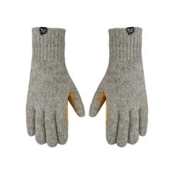 Salewa Woll-Handschuhe (Vollleder-Innenhand) Walk Wool - Atmungsaktiv, Warm, 100% Wolle - Grau/gelb Herren/Damen