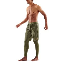 Skins Funktionshose 5-Series Superpose Long Tight (2-in-1 Skins Tights Mit Überhose) Khakigrün Herren -Sportausrüstung Skins SK SF00500390573 2in1 Hose Tight Superpose 1200x1200 1