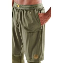 Skins Funktionshose 5-Series Superpose Long Tight (2-in-1 Skins Tights Mit Überhose) Khakigrün Herren -Sportausrüstung Skins SK SF00500390573 2in1 Hose Tight Superpose 4 1200x1200 1