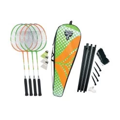 Talbot Torro Badminton Set 4-Attacker PLUS (4x Schläger, 3x Bälle, 1x Netz)