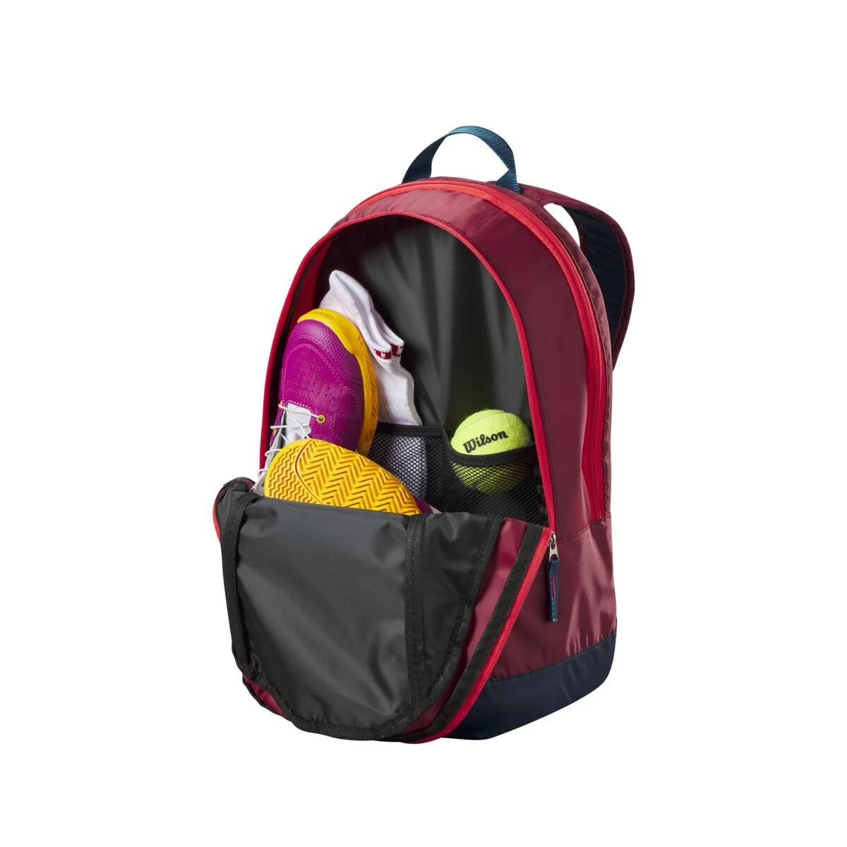 Wilson Tennis-Rucksack Junior/Kinder (Hauptfach+Schlägerfach) 2023 Rot 4 Wilson Tennis-Rucksack Junior/Kinder (Hauptfach+Schlägerfach) 2023 Rot – Bild 2