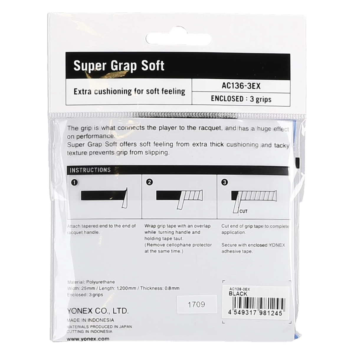 Yonex Overgrip Super Grap Soft 0.8mm Schwarz 3er 4 Yonex Overgrip Super Grap Soft 0.8mm Schwarz 3er – Bild 2