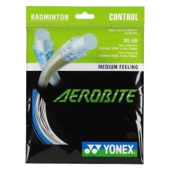 Yonex Badmintonsaite Aerobite Hybrid 0.61/0.67 Weiss/blau 10m Set