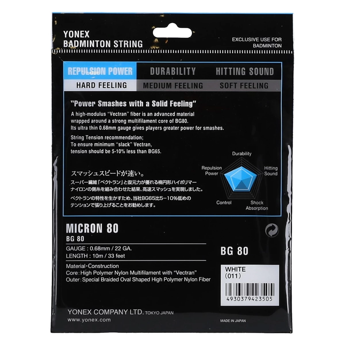 Yonex Badmintonsaite BG80 (Kontrolle+Touch) Weiss 10m Set 4 Yonex Badmintonsaite BG80 (Kontrolle+Touch) Weiss 10m Set – Bild 2