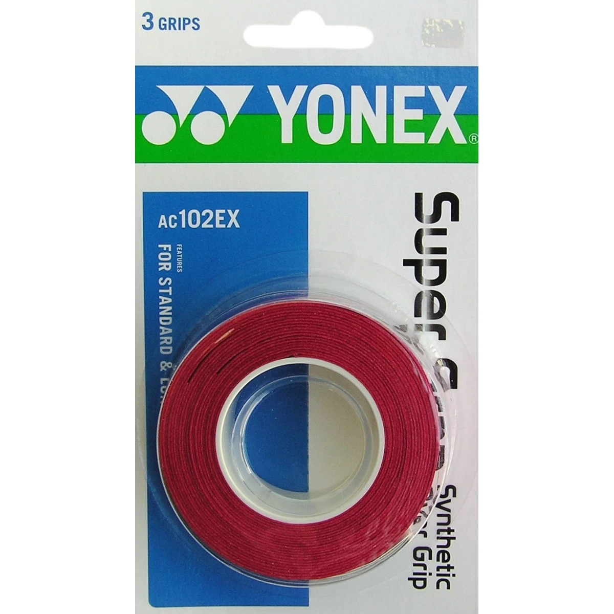 Yonex Overgrip Super Grap 0.6mm (Komfort/glatt/leicht Haftend) Rot 3er 3 Yonex Overgrip Super Grap 0.6mm (Komfort/glatt/leicht Haftend) Rot 3er
