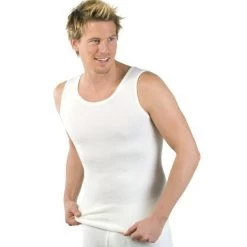 Medima Unterwäsche Unterhemd Tank Top ärmellos (Angora Und Baumwolle) Weiss Herren (Gr. S-L)