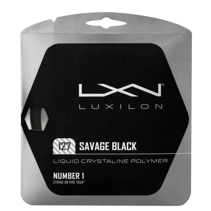 Besaitung Mit Tennissaite Luxilon Savage 1.27 (Haltbarkeit+Spin) Schwarz 3 Besaitung Mit Tennissaite Luxilon Savage 1.27 (Haltbarkeit+Spin) Schwarz